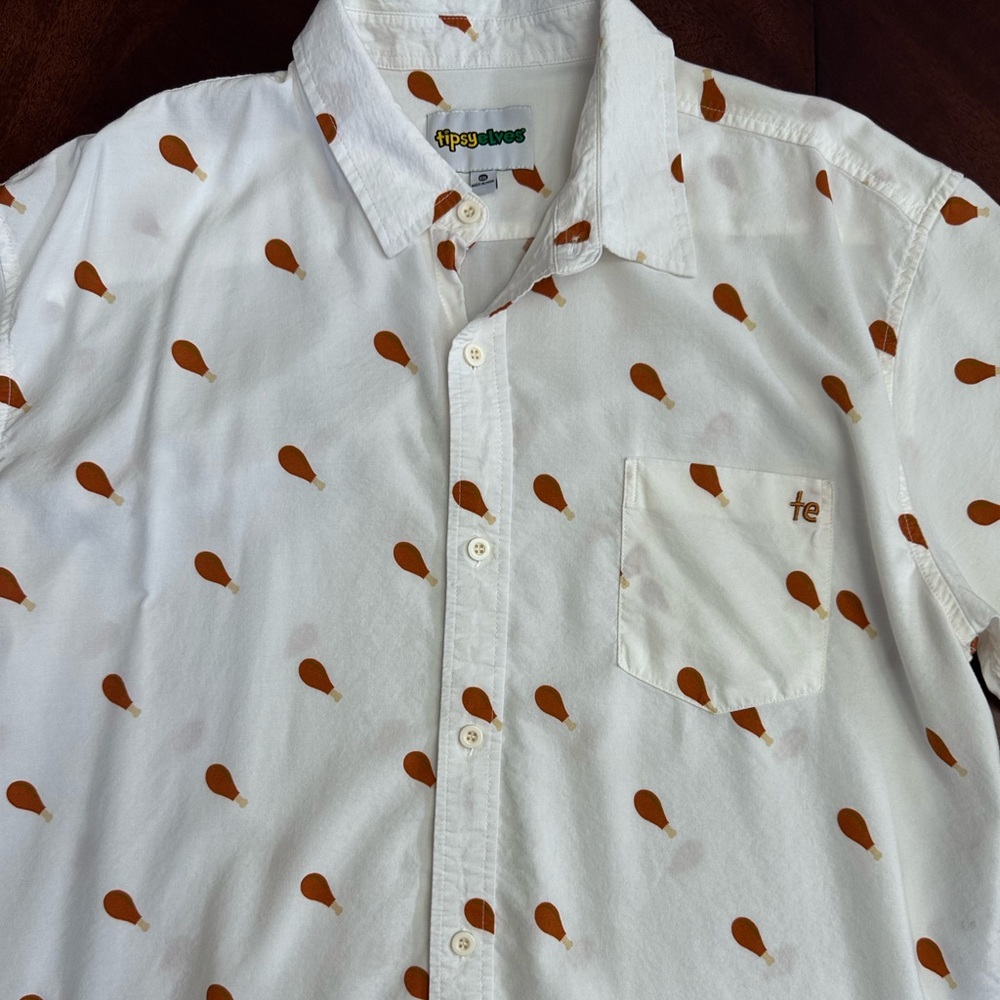 Tipsy Elves Turkey Chicken Leg Camp Cotton Foodie Shirt